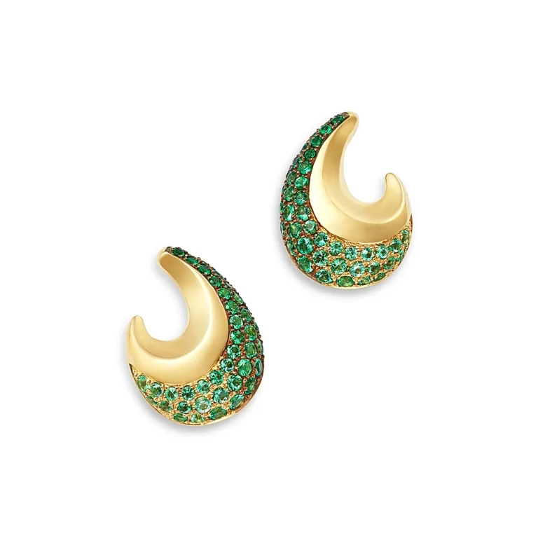 Emerald Ombre Earrings in 14K Yellow Gold
