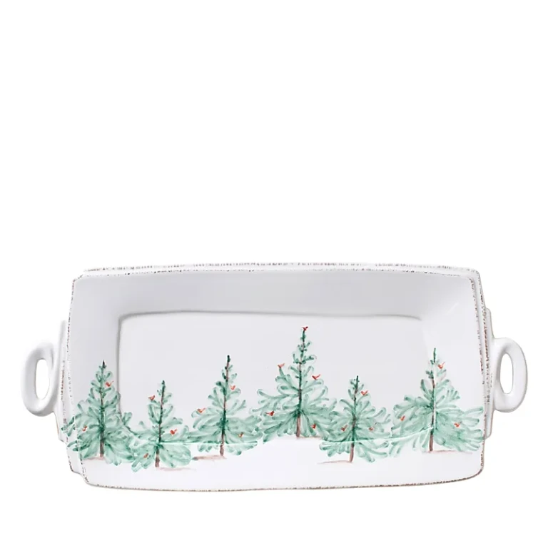 Vietri Lastra Holiday Handled Rectangular Platter