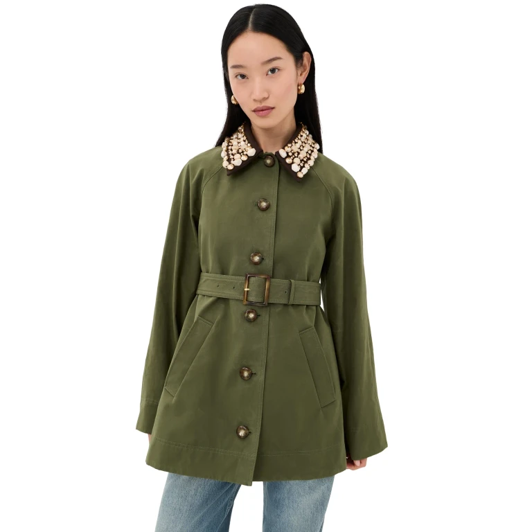 Veronica Beard Langham Dickey Coat Stone Army M