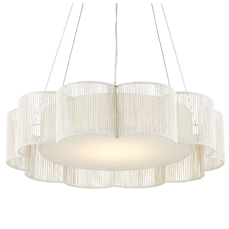 White Contemporary Silver Leaf LED Chandelier from the Ancroft Collection