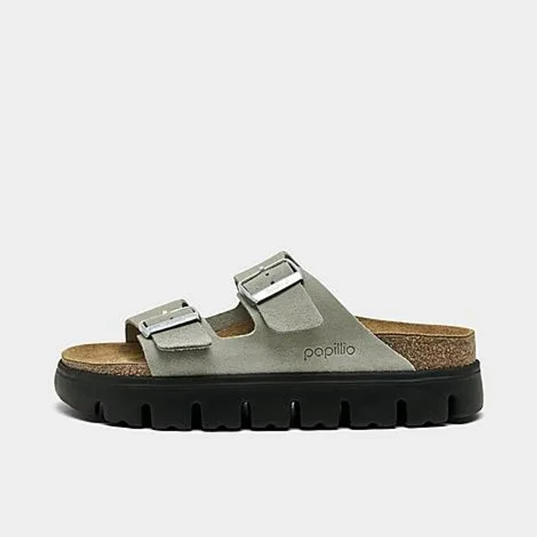 Birkenstock 버켄스탁 아리조나 청키 스웨이드 가죽 샌들 퓨어 세이지