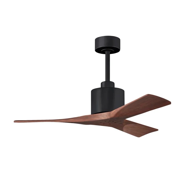 Nan 6-Speed DC 42 Ceiling Fan in Matte Black with Walnut blades