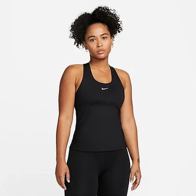 Nike Women's Swoosh Medium-Support Padded Sports Bra Tank in Black/White Size: XXS