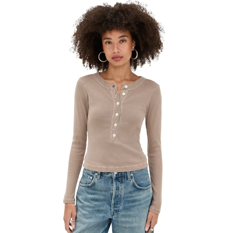 Citizens of Humanity Varra Henley Shirt Sandatlas XS