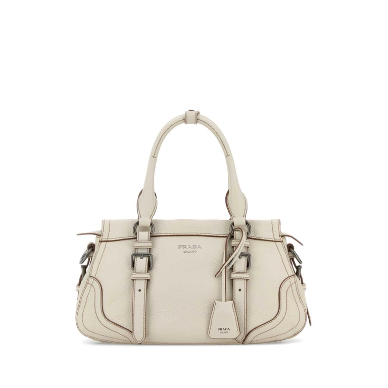 Prada Ivory Leather Large Handbag Talco Borse A Mano - Women