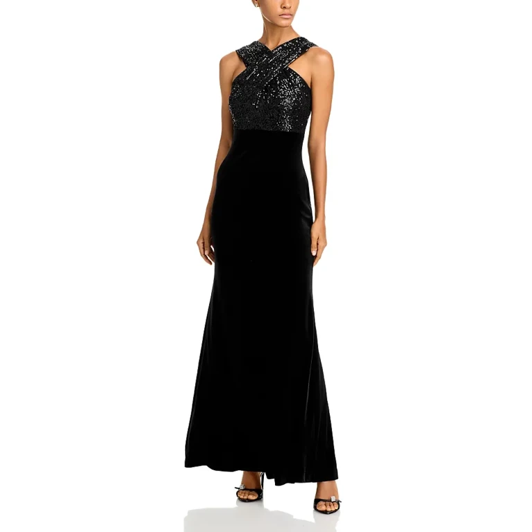 Eliza J Sequined Velvet Mermaid Gown