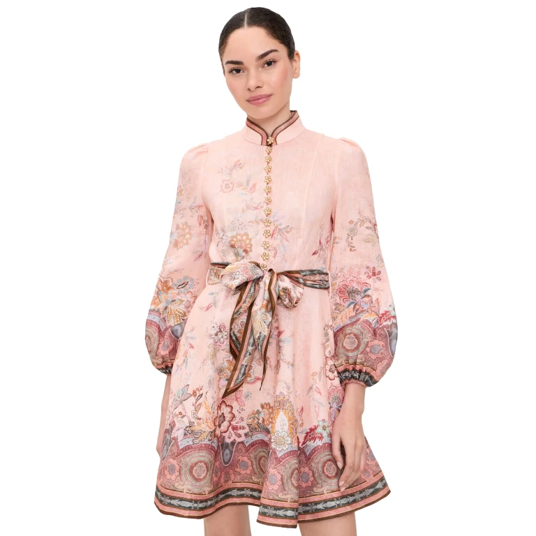 Zimmermann Alchemy Button Mini Dress Pink Paisley 1