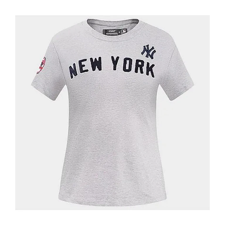 Pro Standard Women's New York Yankees MLB Classic Single Jersey Slim T-Shirt in Heather Grey Size: XS