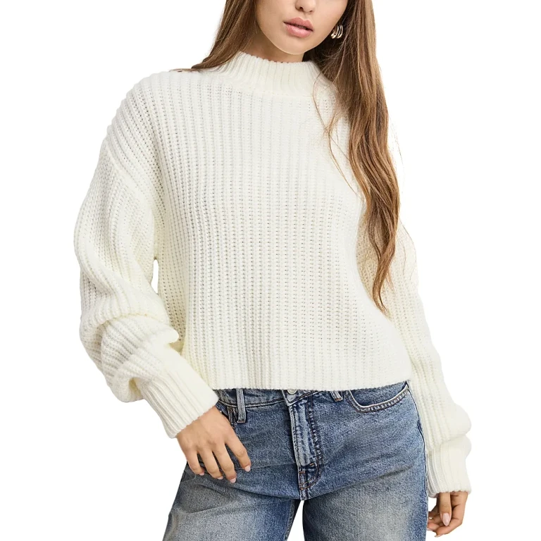 Good American Chunky Knit Mock Neck Sweater