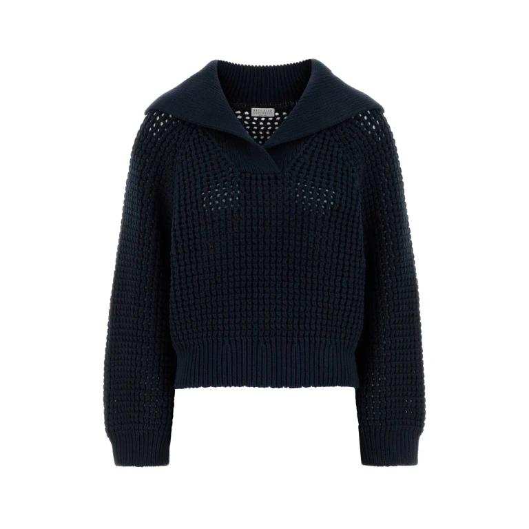 Brunello Cucinelli Blue Cotton Blend Sweater