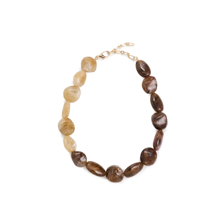 By Adina Eden Brown Agate Beaded Necklace Brown One Size