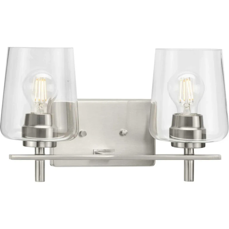 Brushed Nickel Two Light Bath Vanity from the Calais Collection