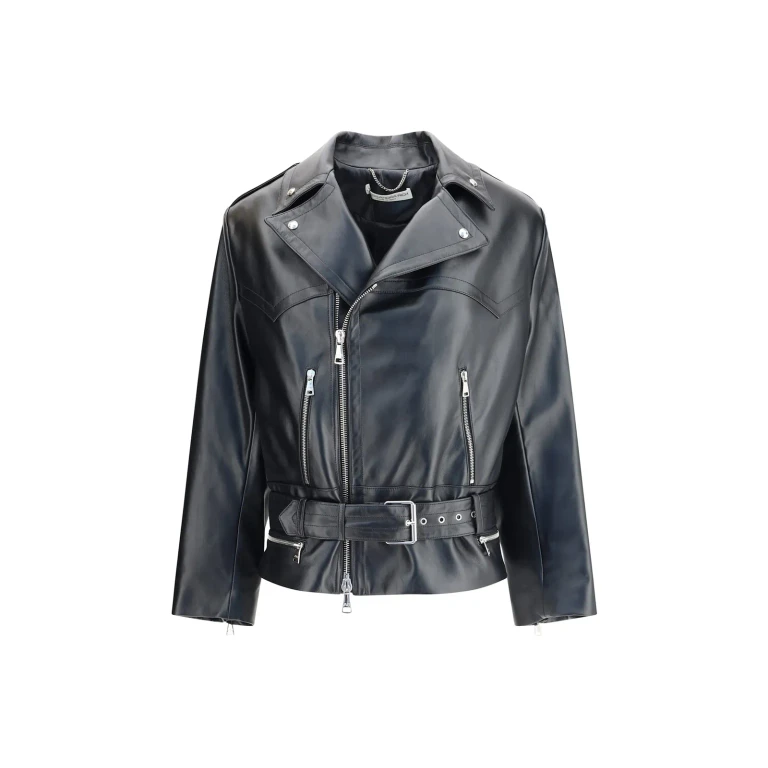 Chaqueta motera de cuero PINKO para mujer, talla 36