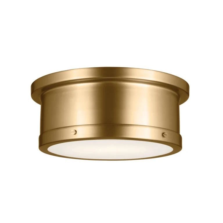 Brushed Natural Brass Two Light Flush Mount from the Serca Collection