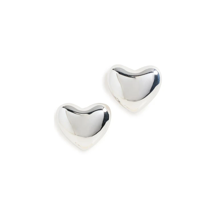 Annika Inez Small Voluptuous Heart Earrings Silver One Size