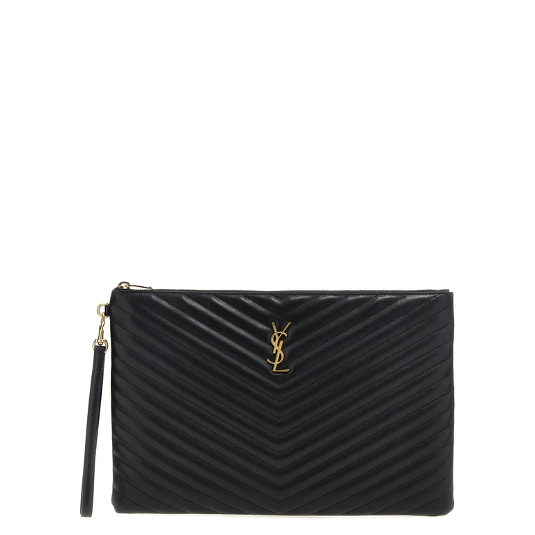 Saint Laurent Black Calfskin Clutch Bag - Women