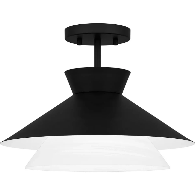 Matte Black One Light Semi Flush Mount from the Quoizel Semi-Flush Mount Collection