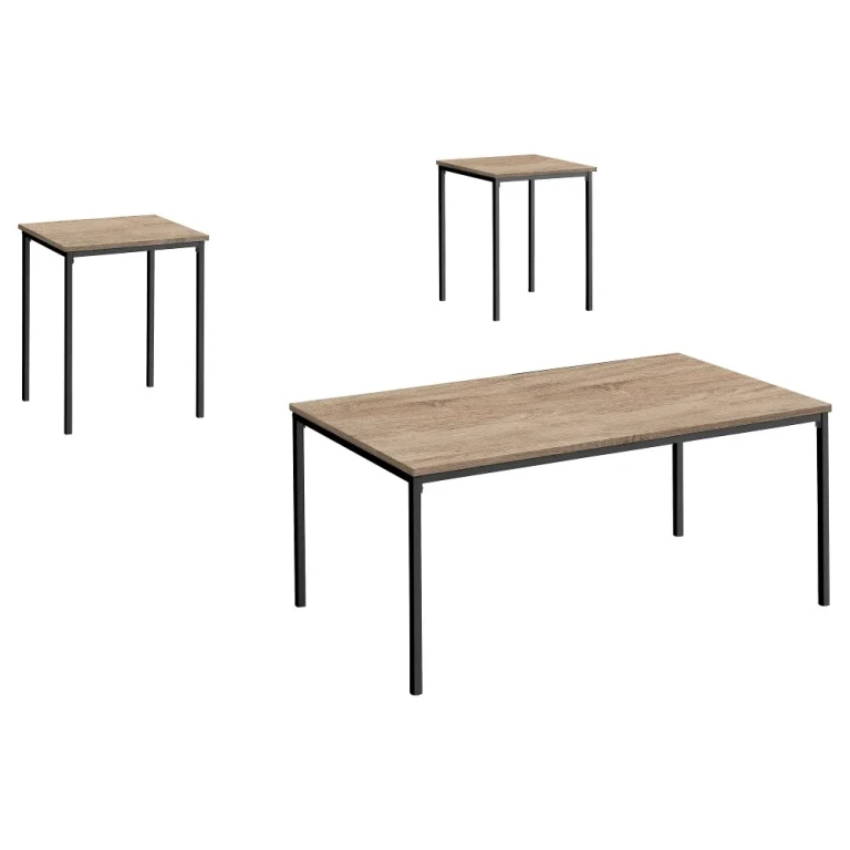 Carly Taupe and Black 3 Piece Living Room Table Set