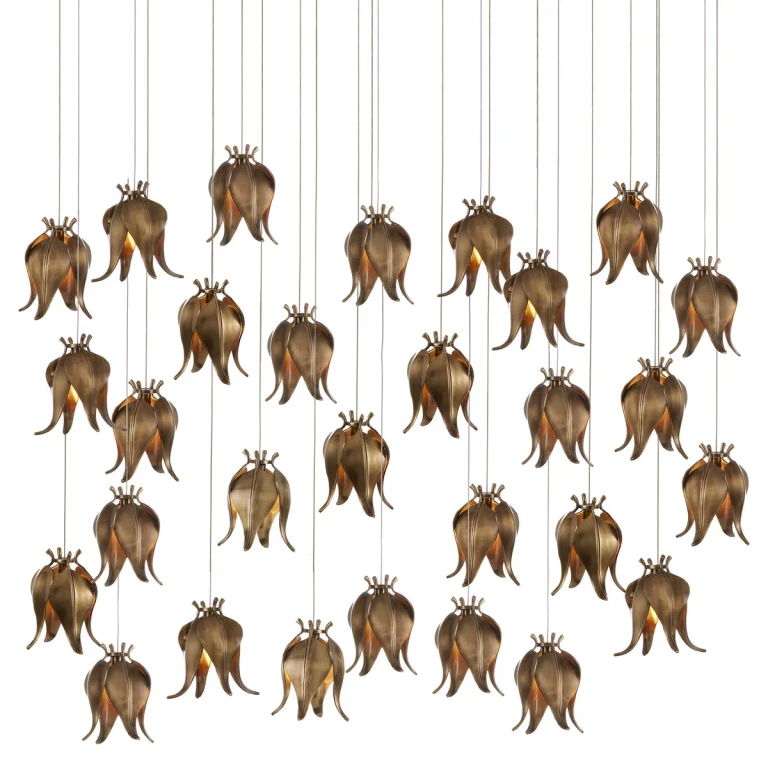 Antique Brass 30 Light Pendant from the Iota Collection