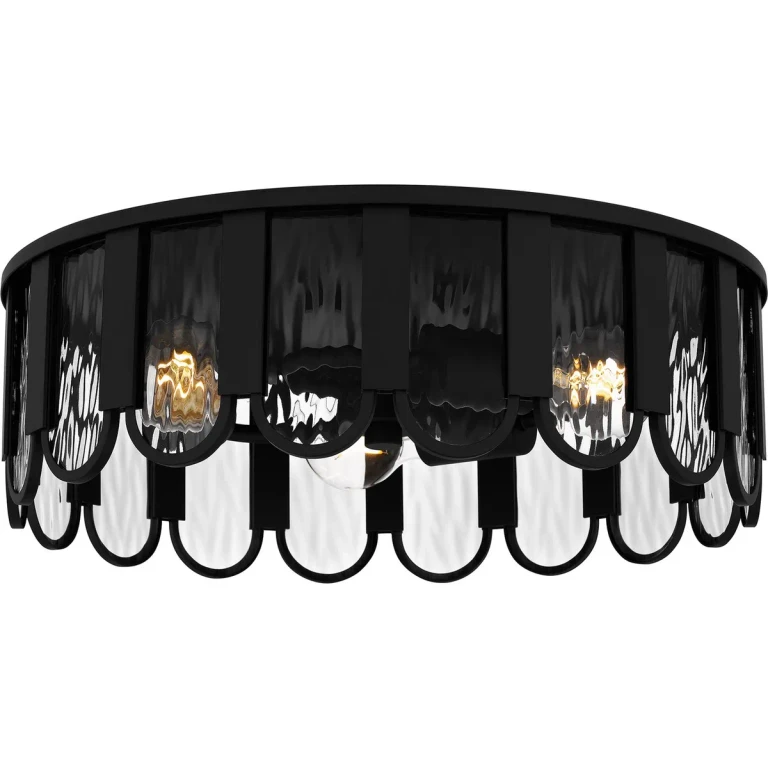 Matte Black Three Light Flush Mount from the Vera Collection