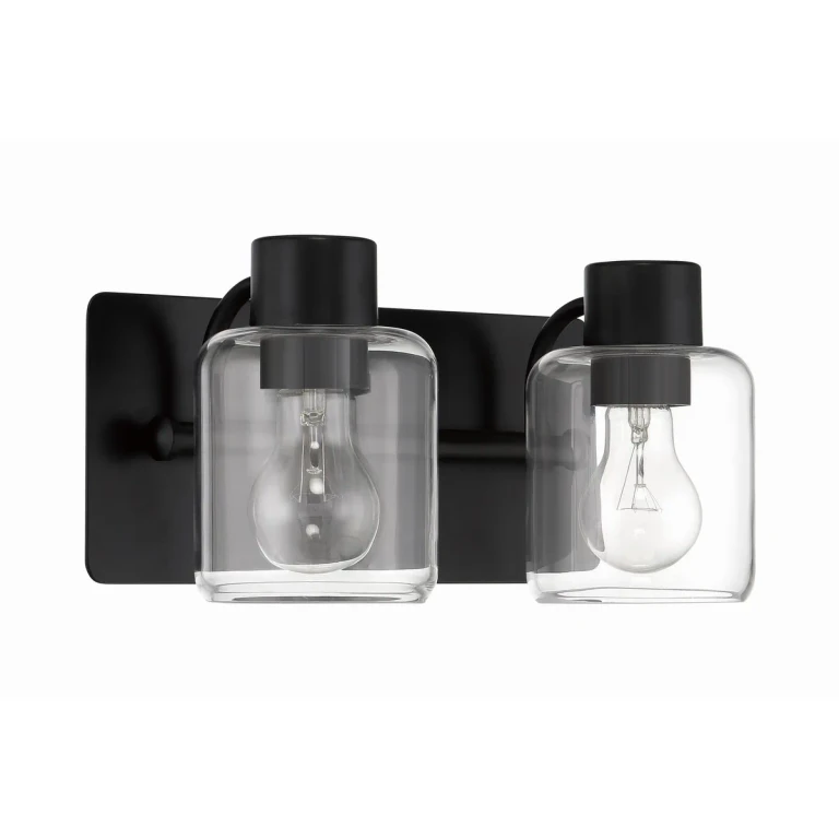 Flat Black Two Light Vanity from the Rori Collection