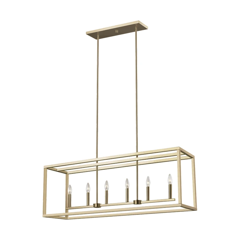 Moffet Street 6-Light Kitchen Island Light in Satin Brass