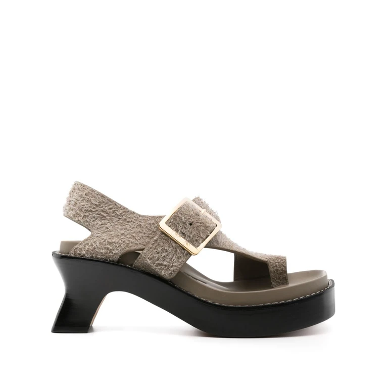 Loewe Sandals Kaki Leather - Women