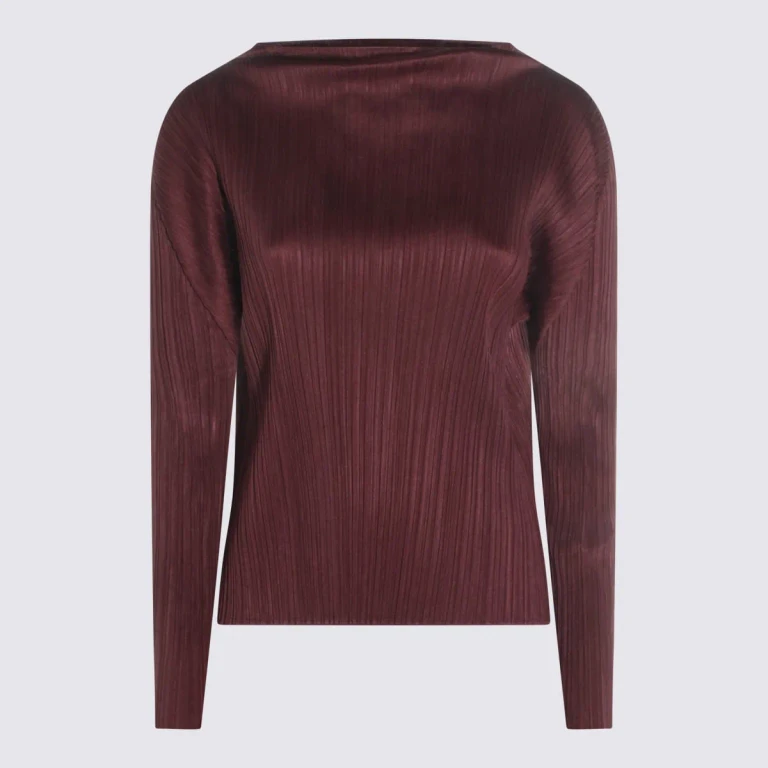 Pleats Please Issey Miyake Bordeaux Pleated Top