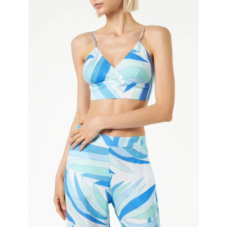 MC2 Saint Barth Printed Linen Bralette Top