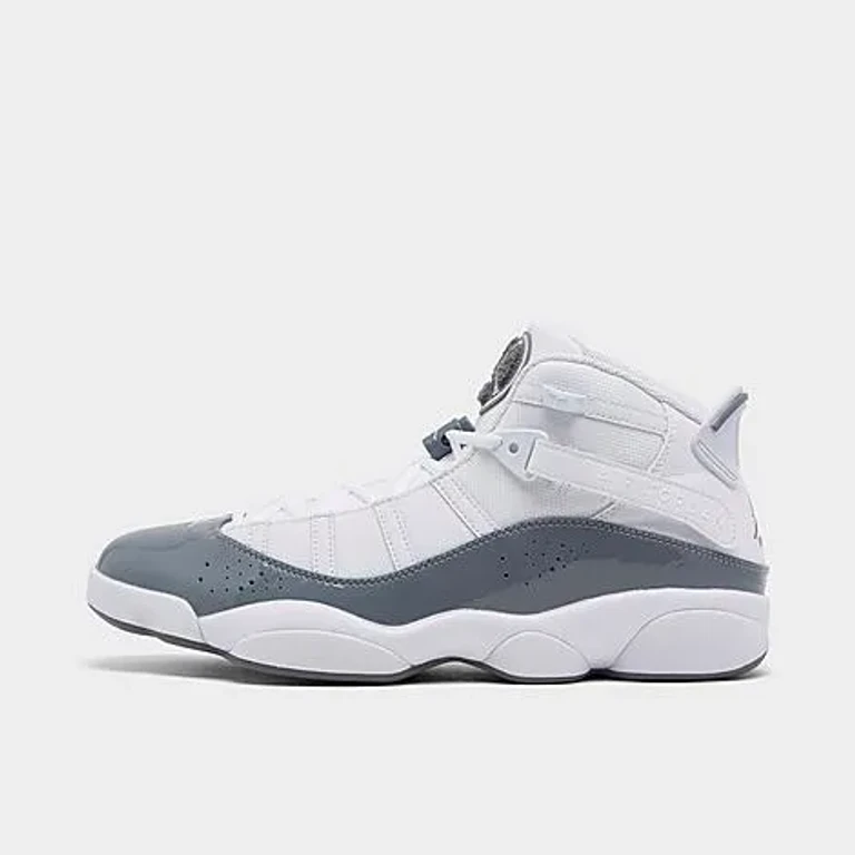 Jordan Men's Air 6 Rings Basketball Shoes in White/White/Cool Grey Size: 7.0