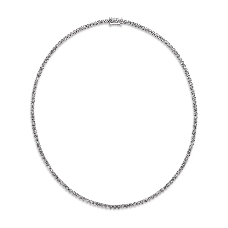 Diamond Tennis Necklace in 14K White Gold, 3.0 tcw