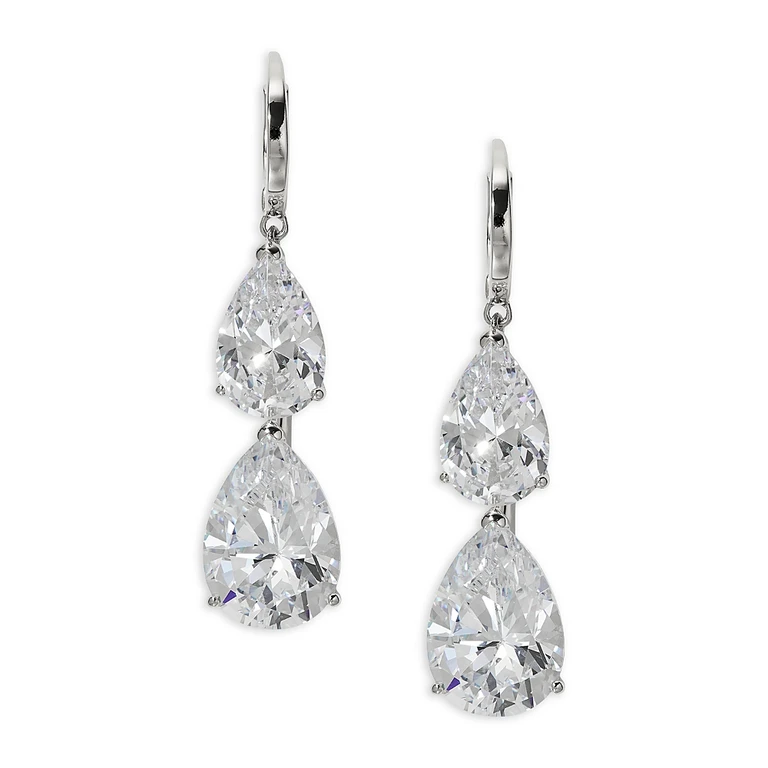 Nadri Cubic Zirconia Pear Double Drop Earrings