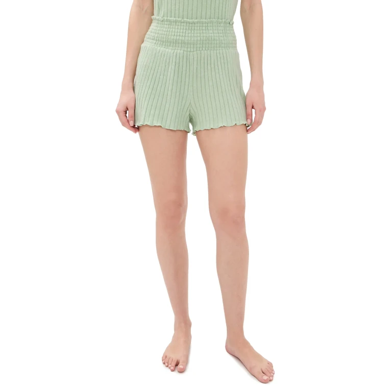 Z Supply Dawn Smocked Rib Shorts Sprout S