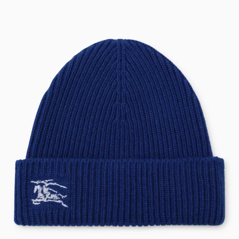 Burberry Blue Cashmere Cap With Logo