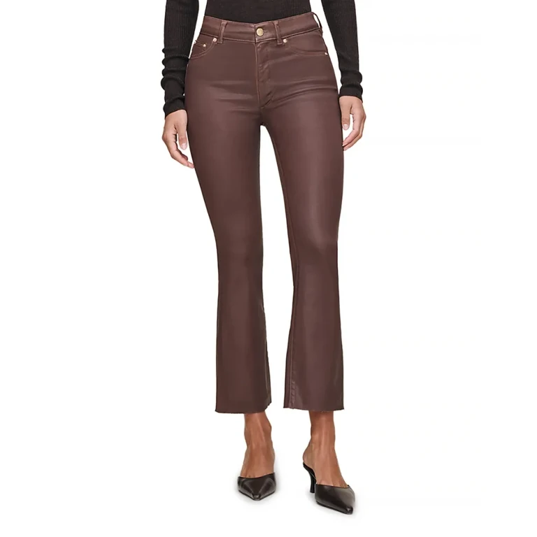 DL1961 Bridget Boot High Rise Instasculpt Coated Crop Jeans in Toffee Coated