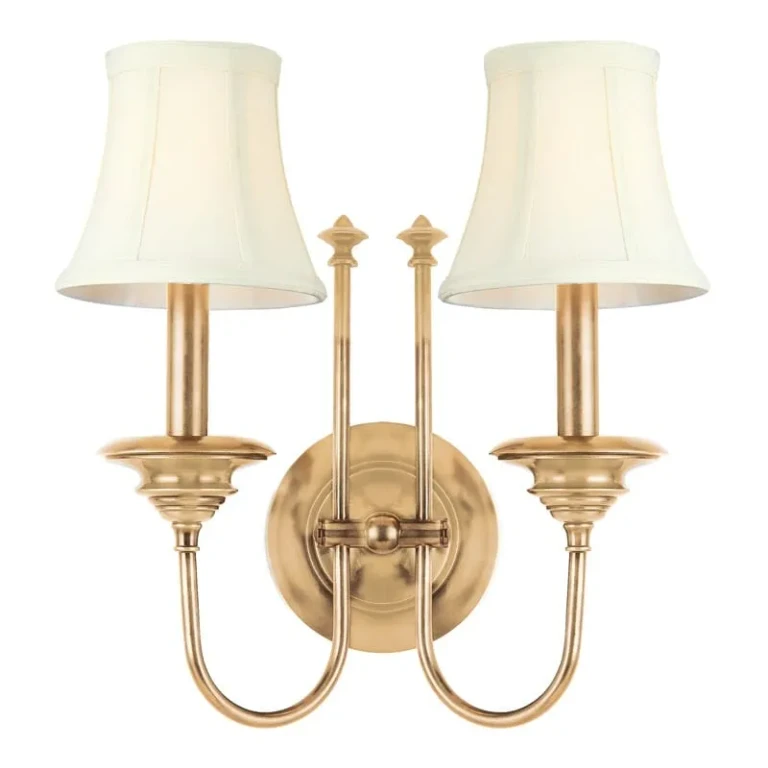 Yorktown 2-Light 14" Wall Sconce in Aged Brass
