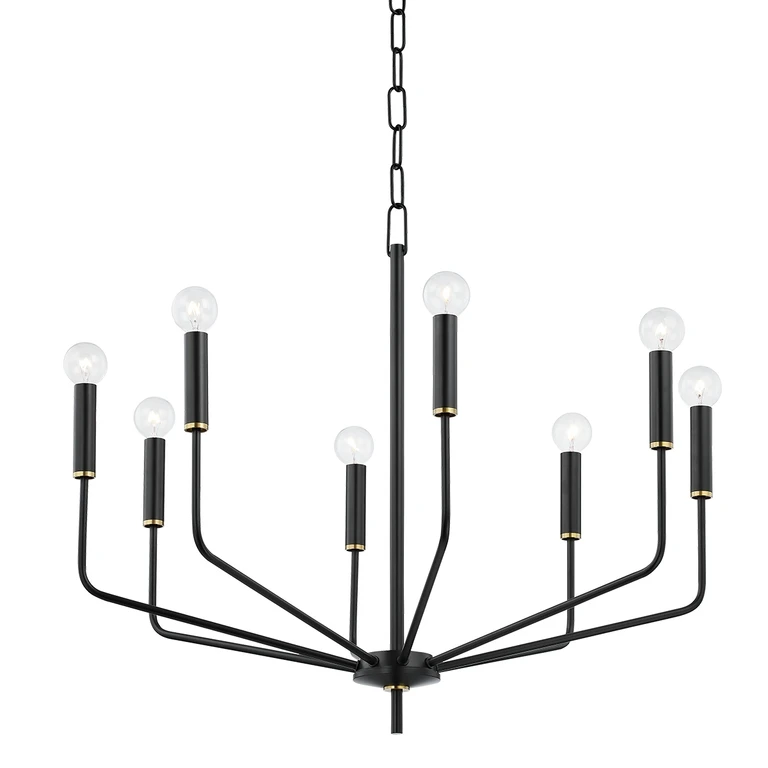 Bailey 8-Light Chandelier in Aged Brass with Soft Black