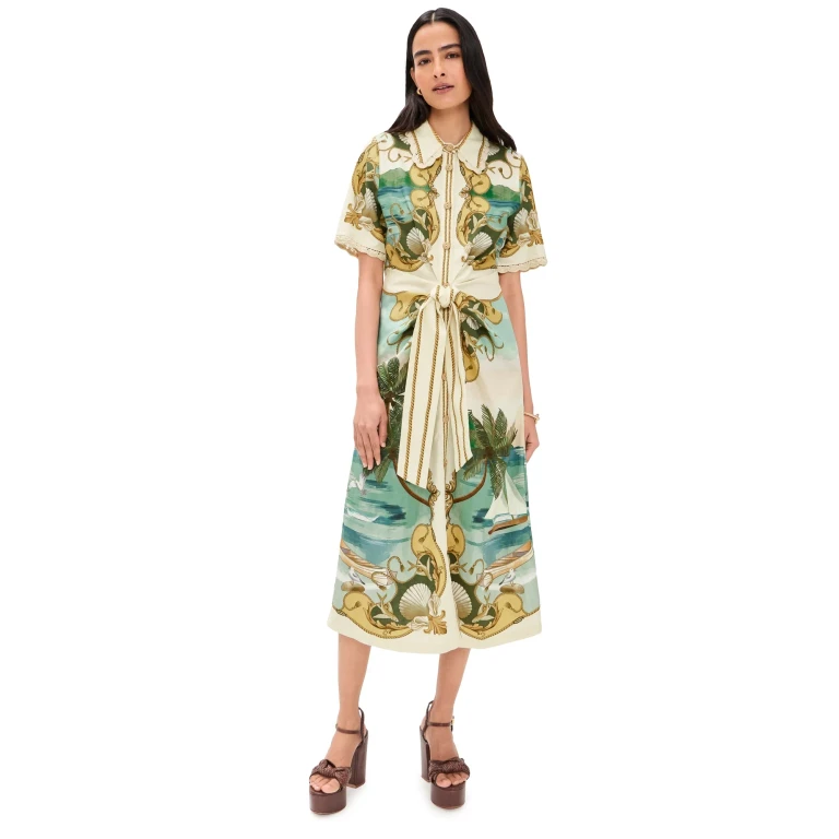 FARM Rio Royal Sea Multicolor Midi Dress Royal Sea Multicolor S