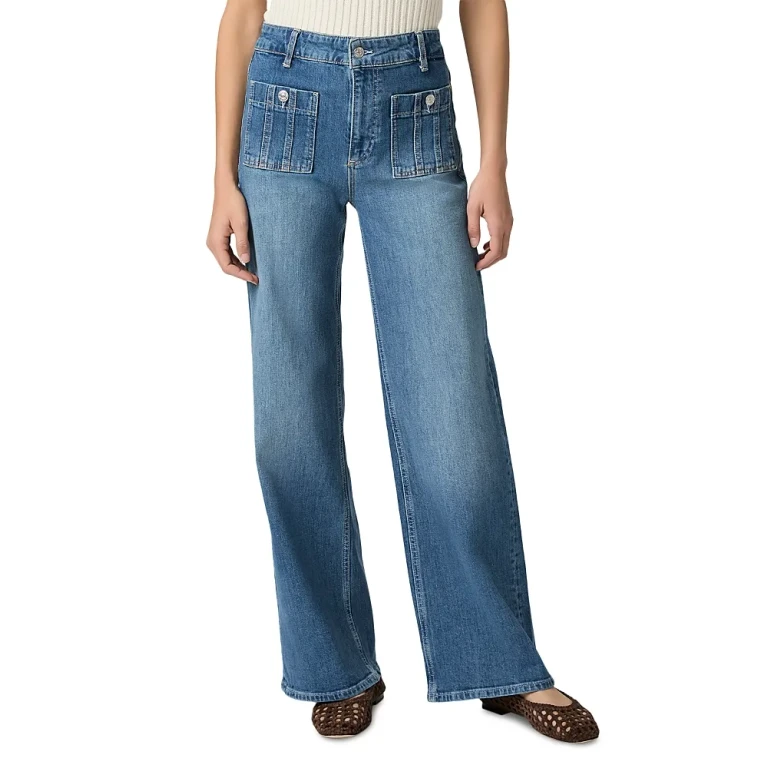 Paige Anessa Seamed High Rise Wide Leg Jeans in Paley