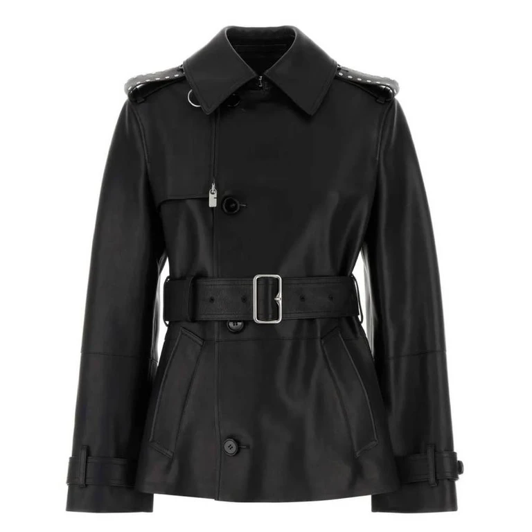 Burberry Belted Leather Trench Jacket