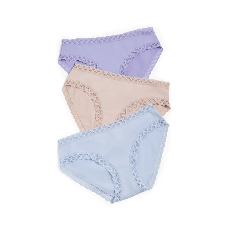 Natori Bliss Brief 3-Pack Violet Tulip/Lt Mocha/Blue Mst S