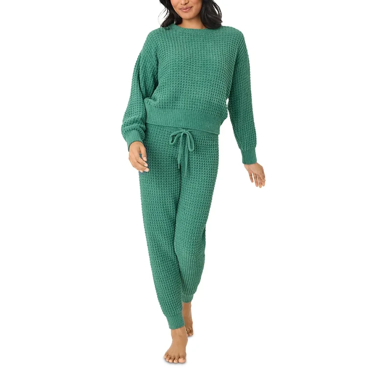Pj Savage Cozy Chenille Waffle-Knit Pajama Set