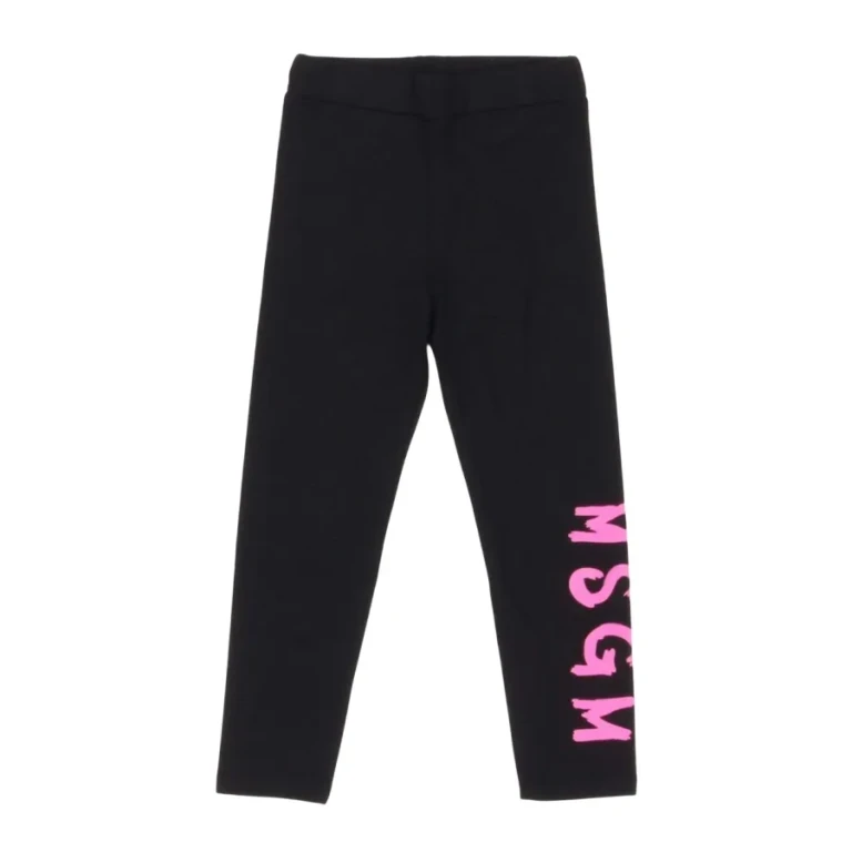 Msgm Logo-Print Cotton Leggings, Size 8