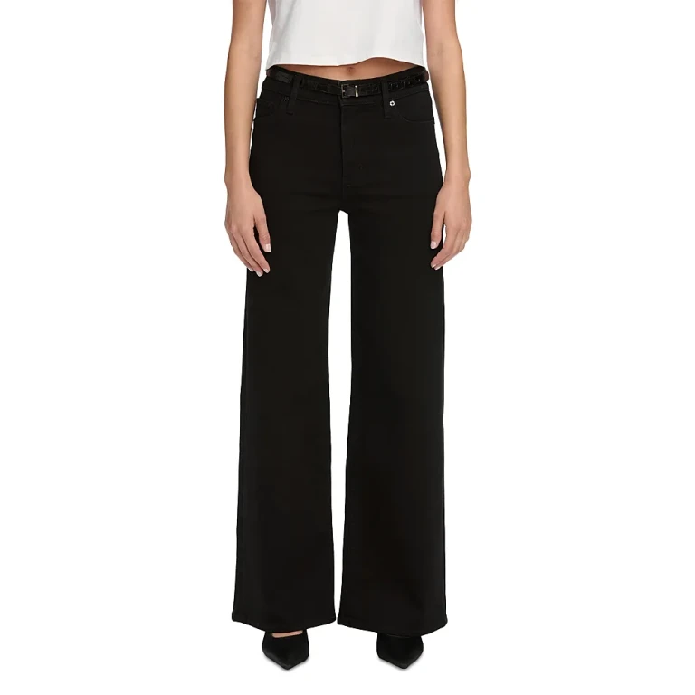 Frame Pixie Le Slim High Rise Palazzo Jeans in Black