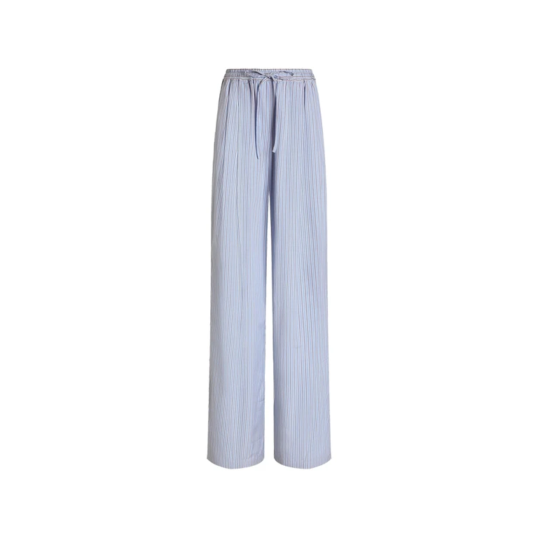 Striped poplin trousers
