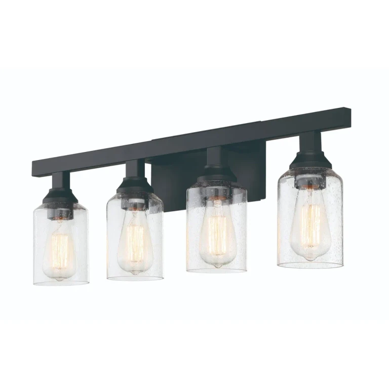 Flat Black Four Light Vanity from the Chicago Collection