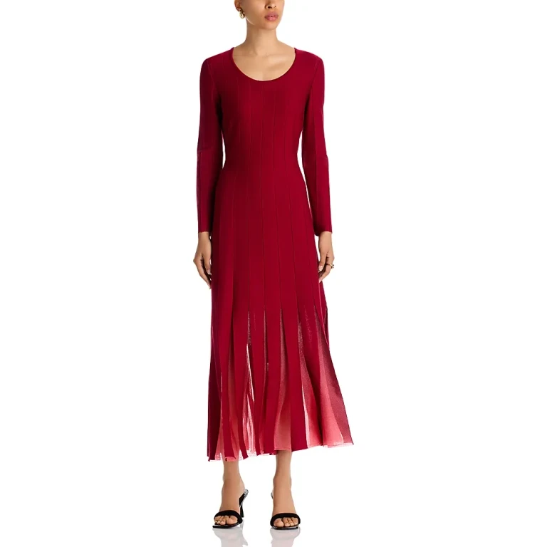 Misook Sheer Panel A Line Dress