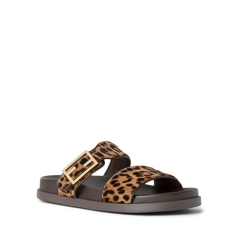 Fendi Women's Fendi Feel Printed Cavallino Calfskin Slides