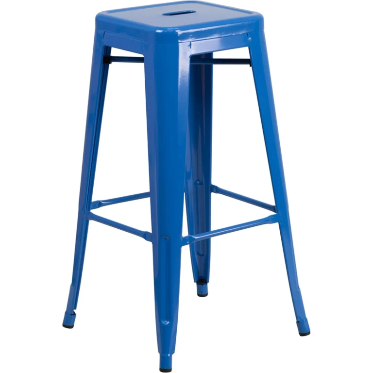 Blue Metal Stackable Bar Stool