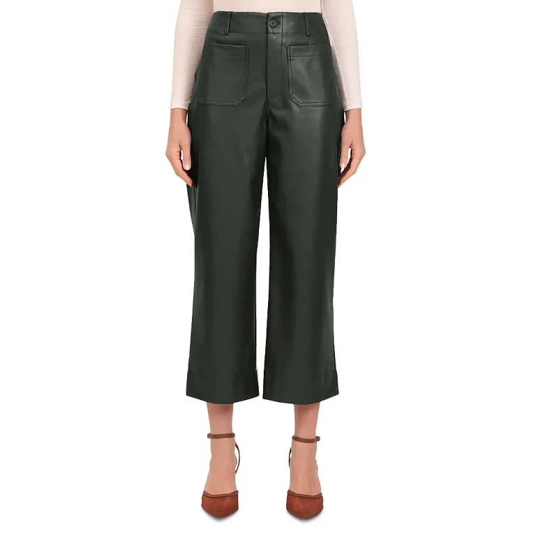 Bagatelle Faux Leather Cropped Wide Leg Pants